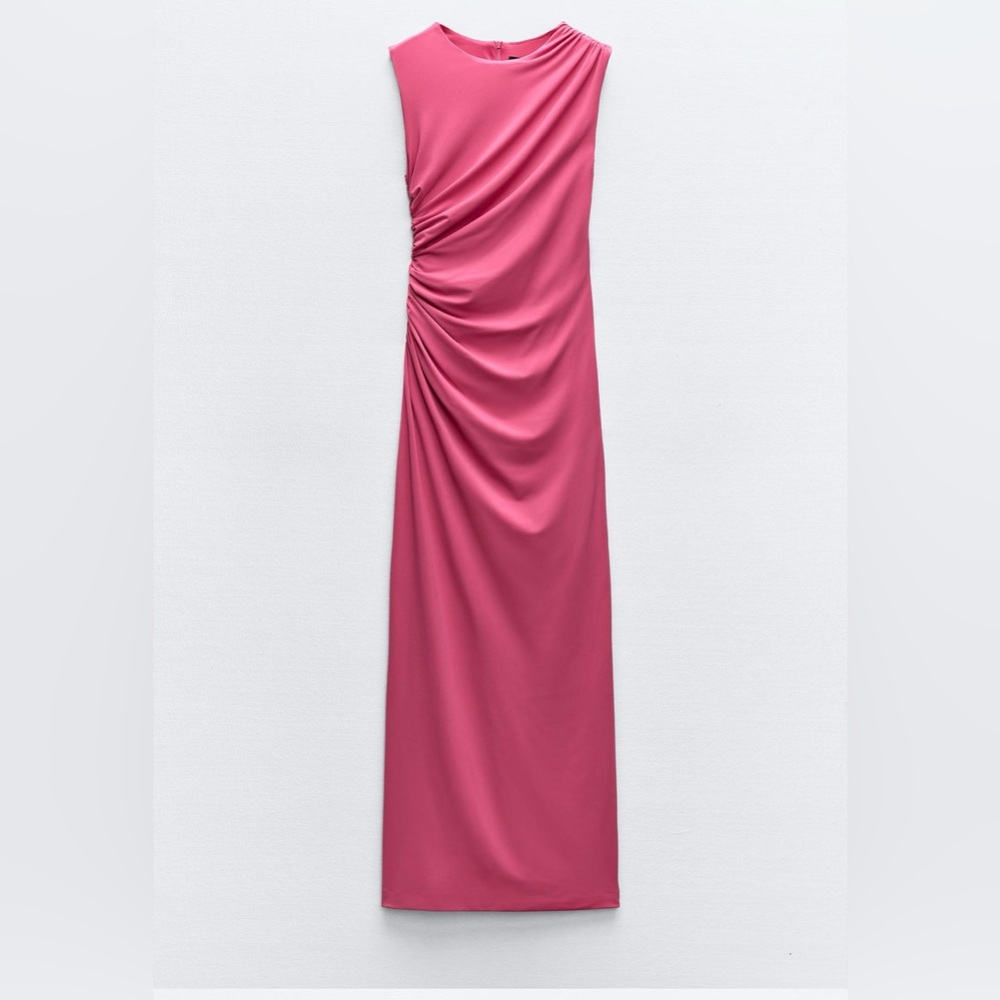 Zara Fushia draped midi dress